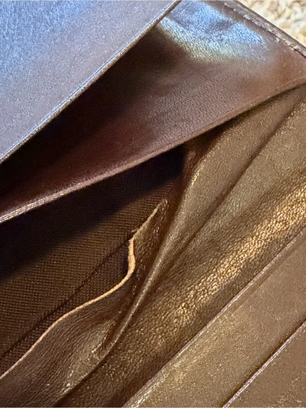 Bosca Leather Wallet Checkbook Cover Bifold Men's Brown Full Grain Hide Vintage